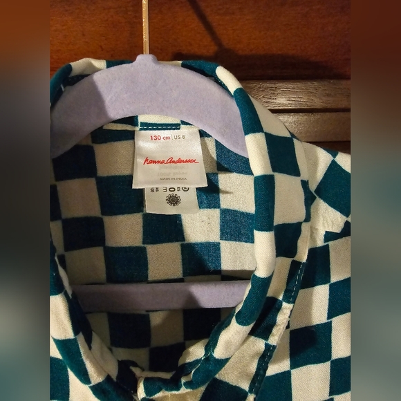 Hannah Anderson Girls Checkerboard Button Front Shirt Dress Sz8 - Picture 3 of 4